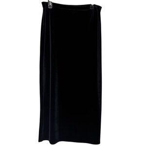 VTG Kathie Lee Collection Women Med Black Velvet Maxi Skirt Slit Chic Whimsigoth